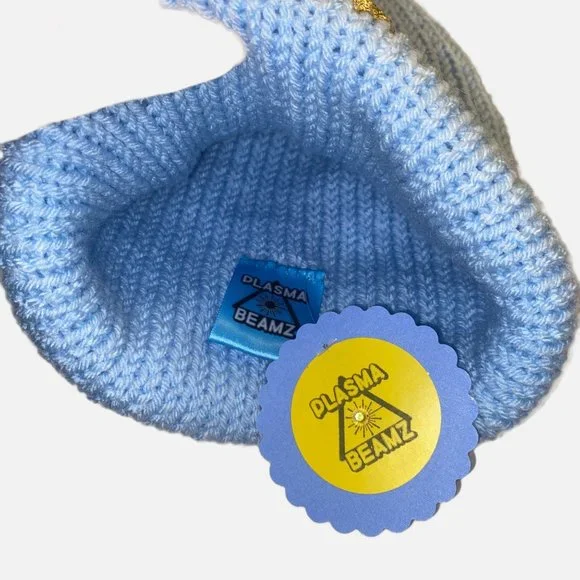 Plasma Beamz Hand Knitted Gold Skull Beanie - Picture 3 of 8